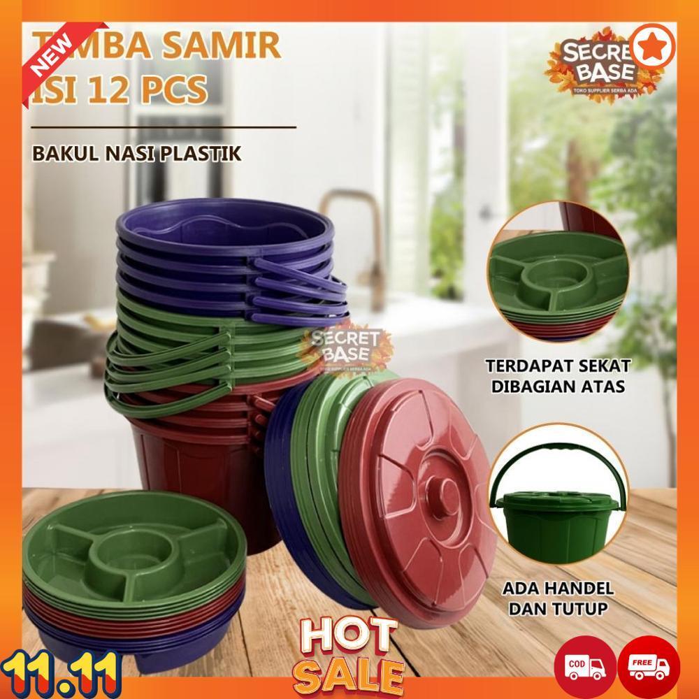 (ISI 12pcs) TIMBA SAMIR - Baskom Hajatan Lusinan Murah / Ember Tutup / Bakul Nasi Plastik