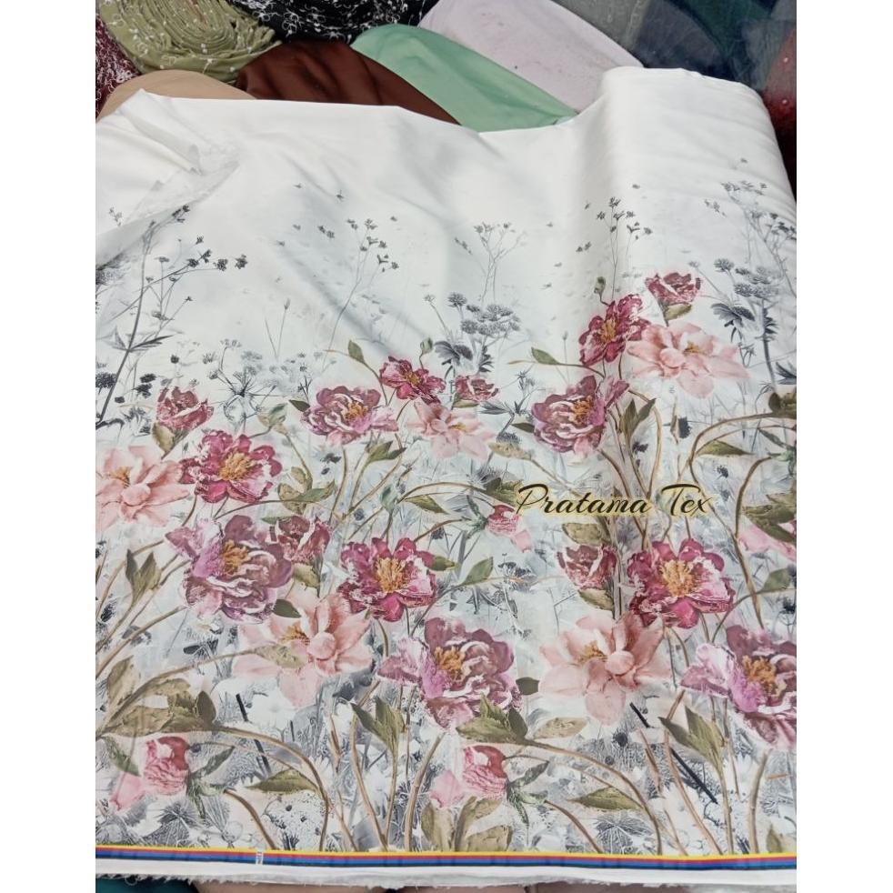 Bahan Kain Sutra/Kain Sutra Motif Bunga _Kain Dres,Gamis,Dll