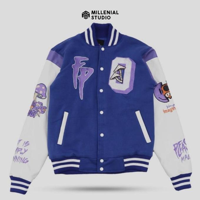 PREMIUM / VARSITY FANTASY PLEASURE BLUE | JAKET VARSITY KERAH BORDIR ORIGINAL