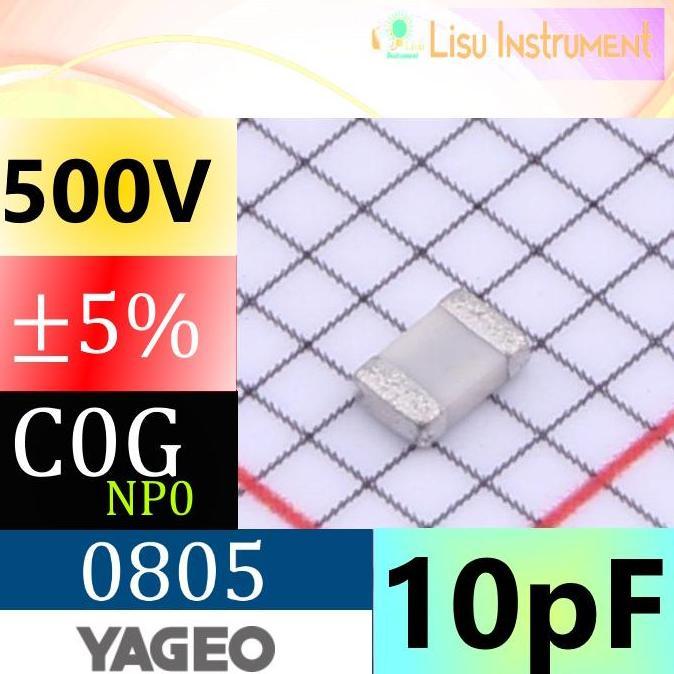MOTRONICS 5 BUAH - 10PF 500V NP0 5% 0805 MULTILAYER CERAMIC CAPACITOR MLCC SMD YAGEO CC0805JRNPOBBN1