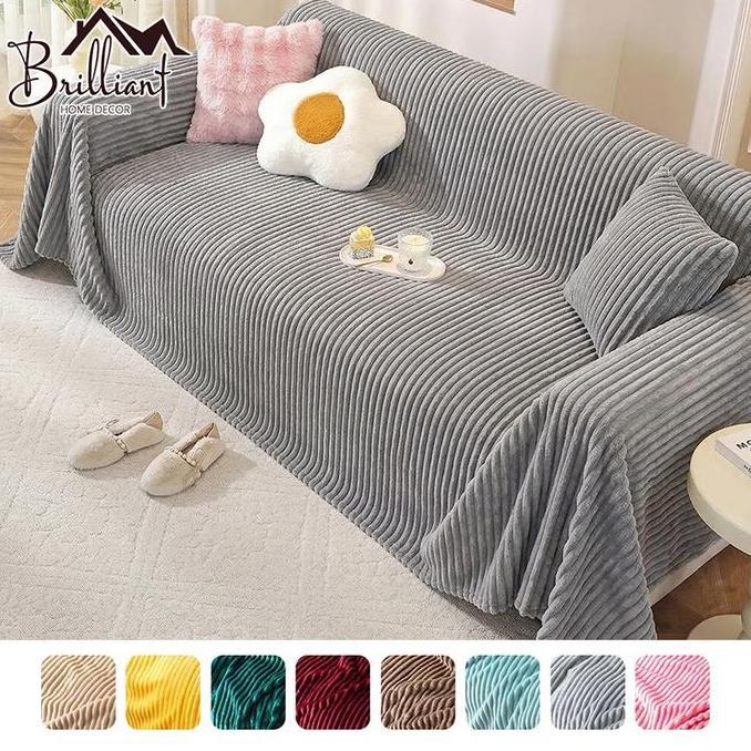 Selimut Sofa Rabbit Thermal Blanket Soft Blanket Selimut Bulu Dewasa Halus Motif Polos Embos Sarung 