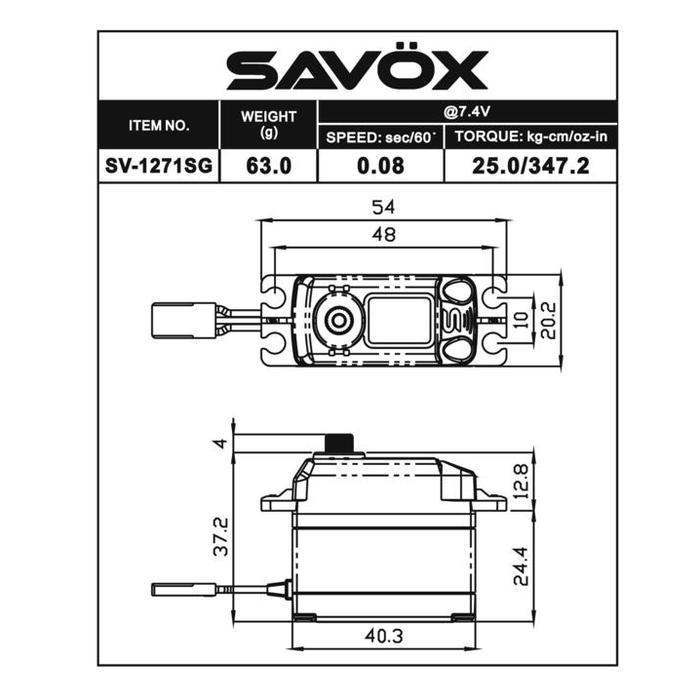 Savox Sv-1271Sg Monster Torque High Voltage Steel Gear Digital Servo Original Dan Terpercaya