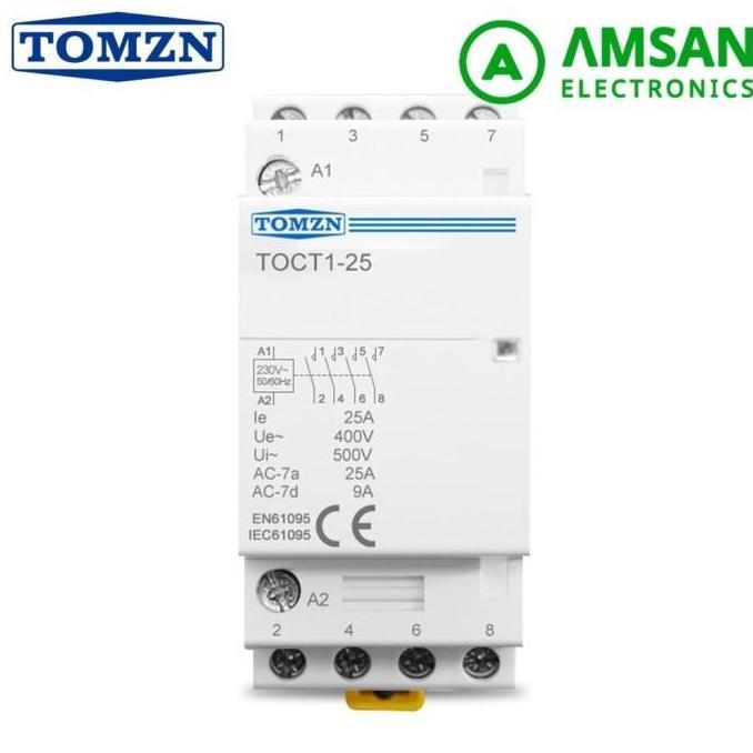 SOFIYAN66 - KONTAKTOR 2NC2NO TOMZN TOCT1 4P 25A 2NO 2NC 220V DIN RAIL KONTAKTOR