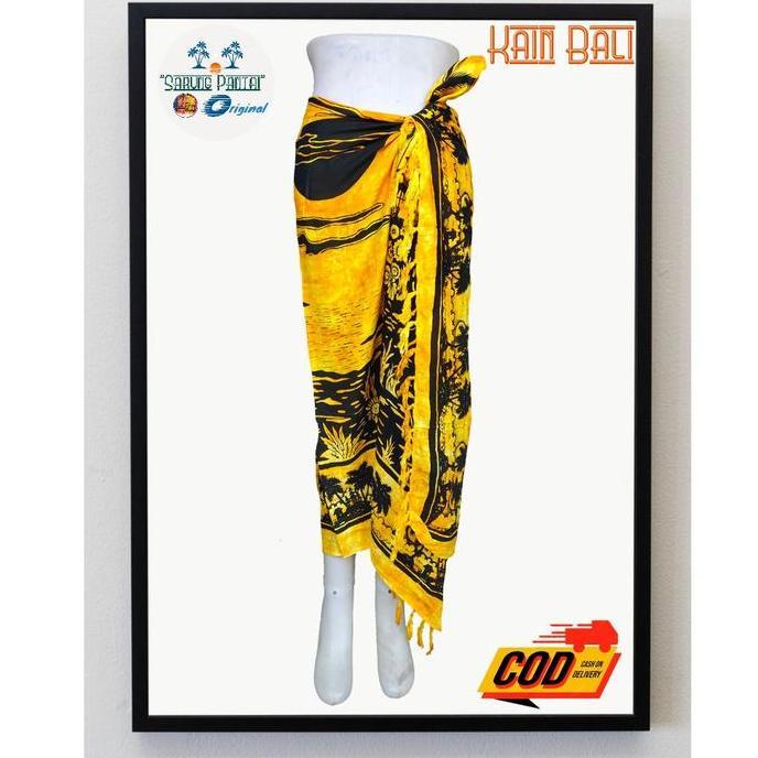 Costurar - Kain Pantai Bali Motif Pemandangan Kelapa Ukuran 110X135Cm Sarung Bali - Kain Jogja - Kai