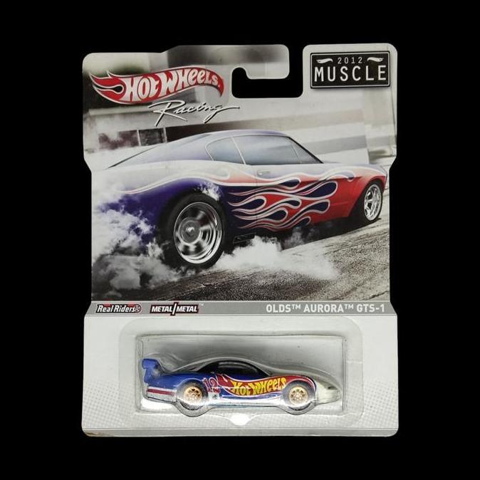 HOT WHEELS RACING OLDS AURORA GTS-1 12 BIRU PUTIH MERAH 2012 MUSCLE REAL RIDERS RG99