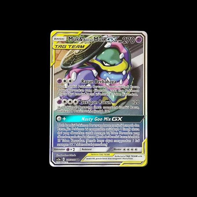 KARTU POKEMON TCG INDONESIA MUK & ALOLAN MUK GX SR AA TAG TEAM RG99