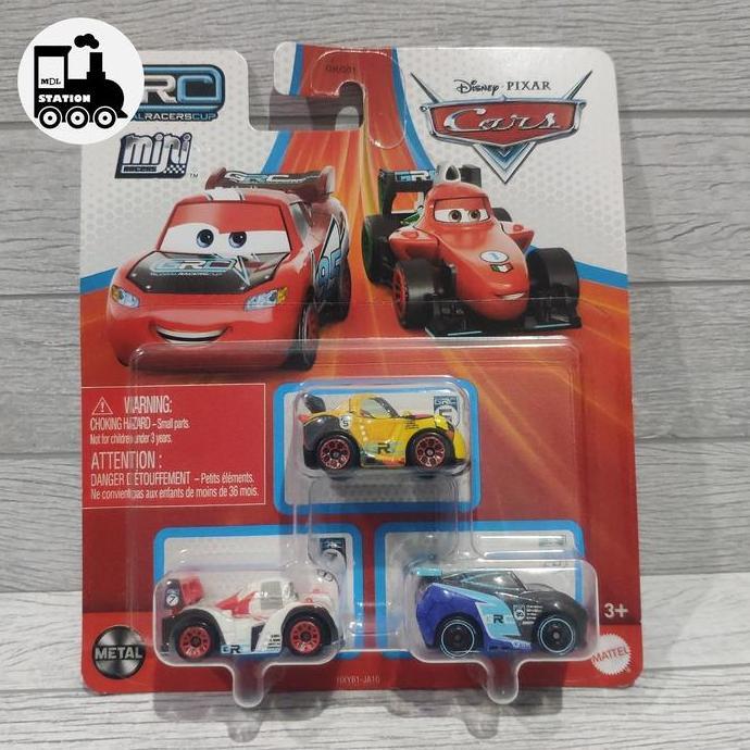 DISNEY CARS MINI RACER 3 PACK SET - MIGUEL CAMINO SHU TODOROKI JACKSON STORM GLOBAL RACERS CUP (GRC)
