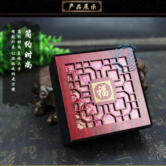 Ityes- Kotak Perhiasan Kayu Beludru Kalung Gelang Cincin Giok - Jewelry Box
