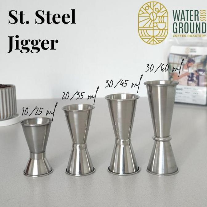 Stainless Steel Jigger Measurement Cup 10 25 30 45 60 ml cc Gelas Ukur Kecil