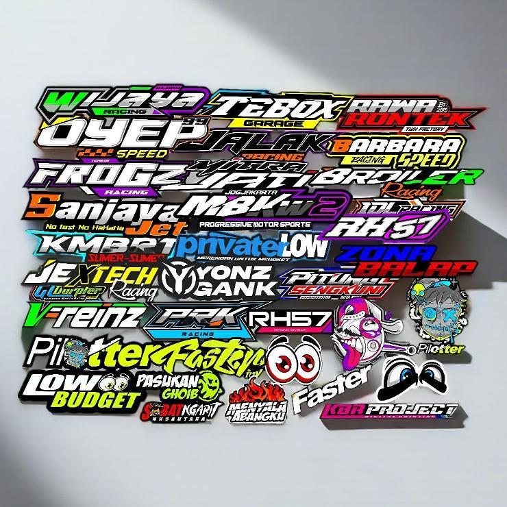 Gratis Ongkir Sticker Racing Pack 36 Lembar Anti Air Sticker Pack Sticker Sponsor Bengkel Motor Suda