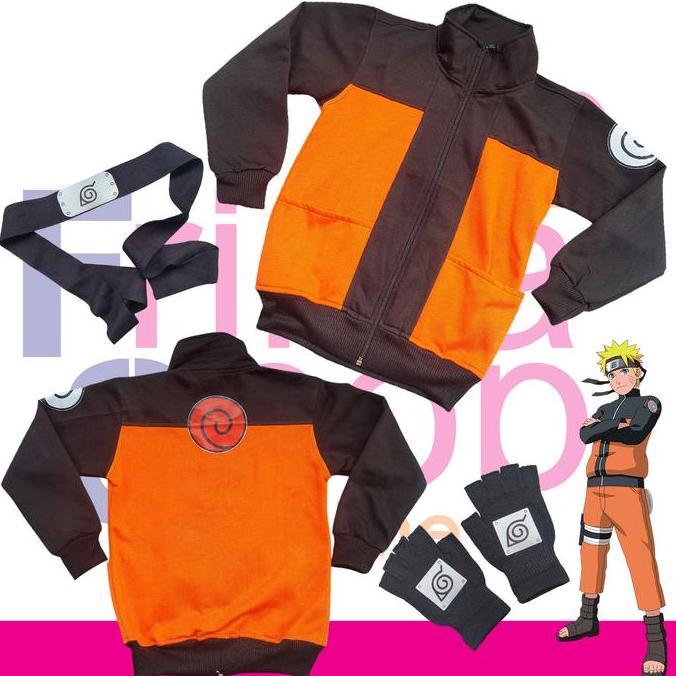 Naruto Shippuden MLBB Paket Kostum Anak Jaket Sarung Tangan Headband Diskon