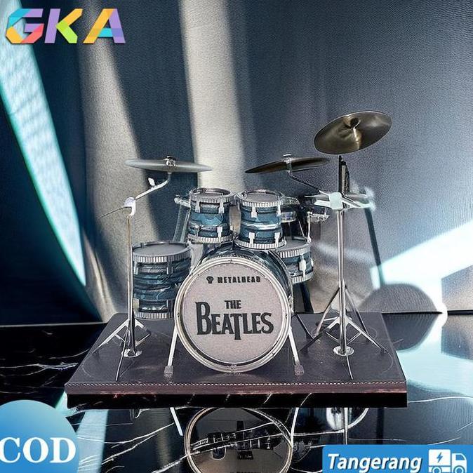 SAHANEKA2 - MINI SET DRUM MODEL KIT DAPAT DI RAKIT-MINIATUR DIY ALAT MUSIK SET DRUM METAL