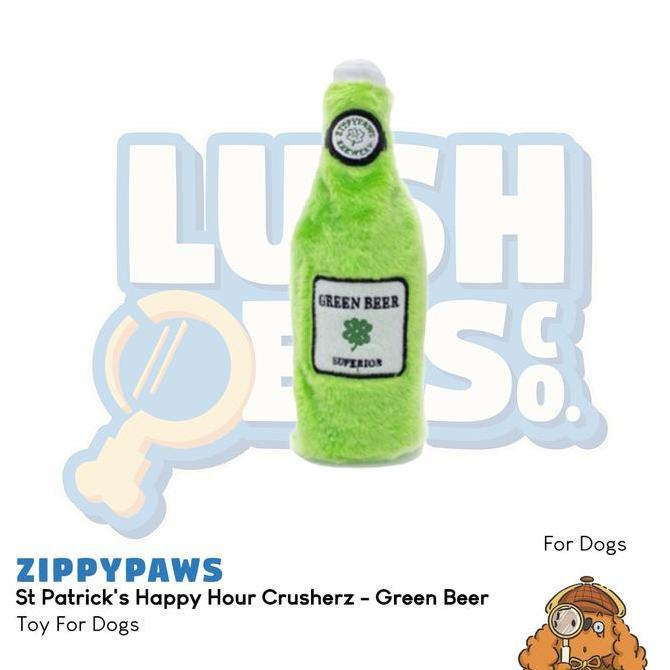 [SF] ZippyPaws St Patrick's Happy Hour Crusherz - Green Beer Dog Toy