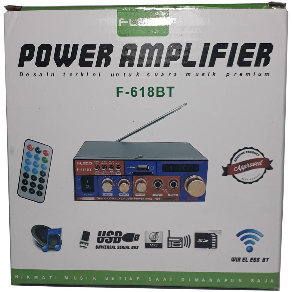 Fleco Ampli Mini F-618BT Power Amplifier Bluetooth Stereo Karaoke