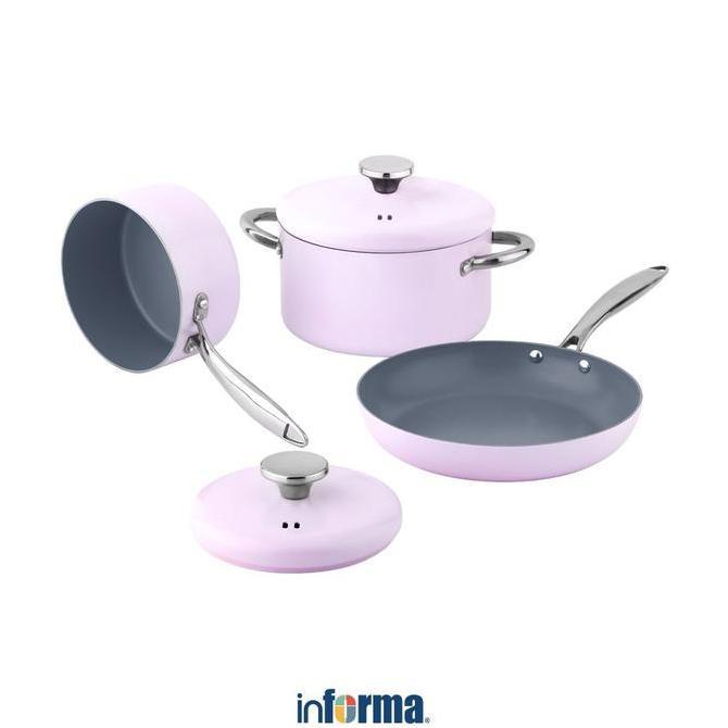 PREMIUM / Informa Cooking Color Set 5 Pcs Lyla Perlengkapan Masak - Ungu Cookware Set Casserole Sauc