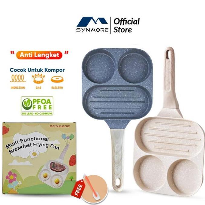 PREMIUM / SYNMORE Wajan Penggorengan Telur 3 Hole Egg Pan Granite Anti Lengket