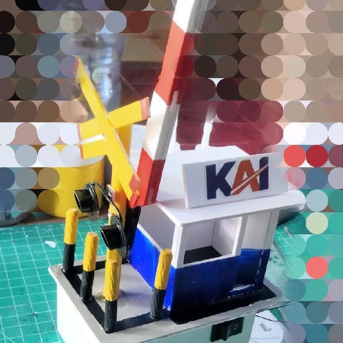 palang pintu kereta api mainan - miniatur palang pintu kereta api