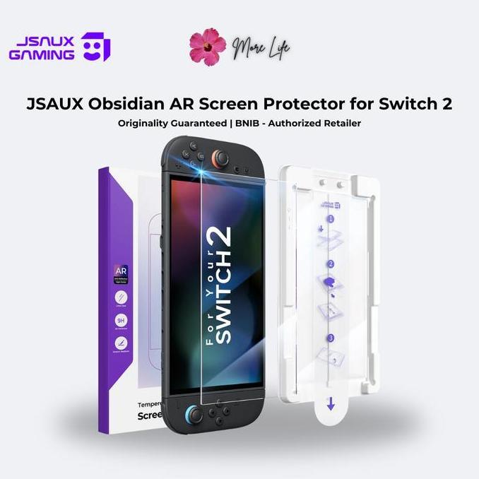 JSAUX Obsidian AR (Anti Reflective) Screen Protector Tempered Glass for Nintendo Switch 2