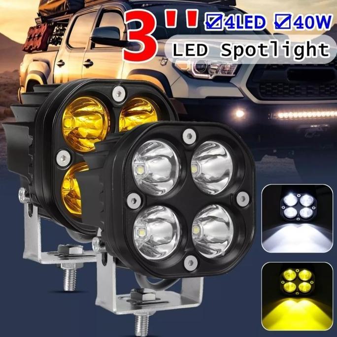 // LAMPU TEMBAK WORKLIGHT 4 MATA LED 40W PUTIH/KUNING ''