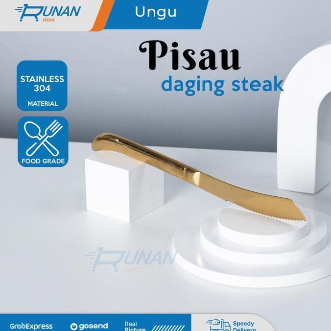 Set- Pisau Steak Daging Emas Stainless Knife Steak Gold Hotel Cafe