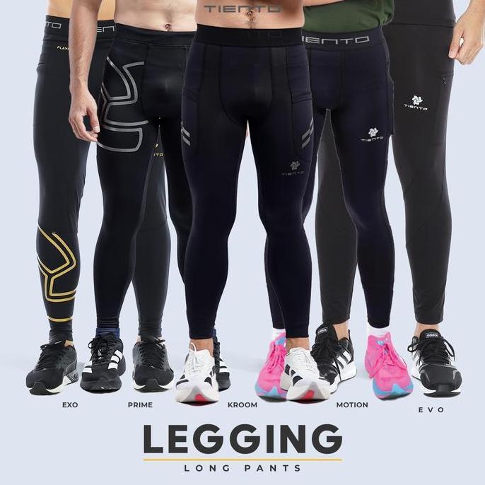 Tiento Baselayer Leging Celana Panjang Ketat Olahraga Pria Legging Sport Long Pants EXO Series Bola