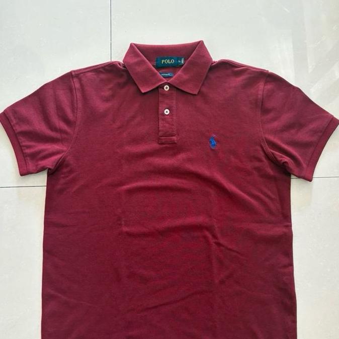PREMIUM / Poloshirt Polo pria slimfit second 100% original maroon - L