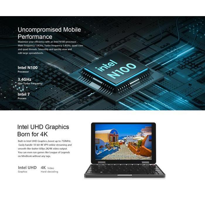 CHUWI MINIBOOK INTEL N150 16/512GB ULTRA MINI LAPTOP 8" TOUCHSCREEN WIFI6 WINDOWS 11 ORIGINAL DAN TE