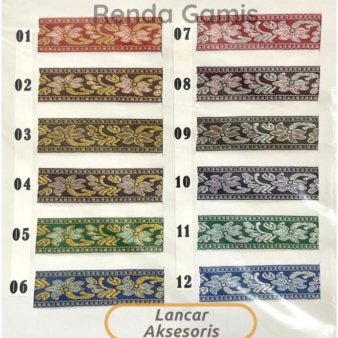 *****] Renda Gamis Lebar 2 cm isi 20 Yard / Pita Bordir India Motif Etnik
