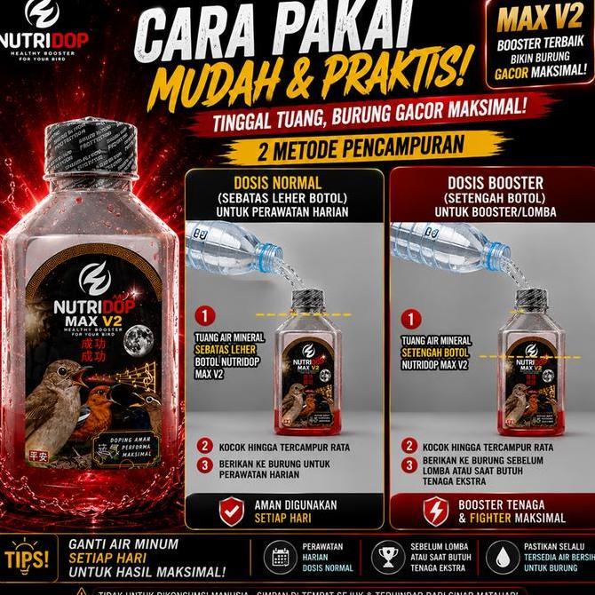 NUTRIDOP MAX V2 DOPING BURUNG MACET GACOR BOOSTER FIGHTER Vitamin Burung Lomba untuk SIKATAN LONDO M