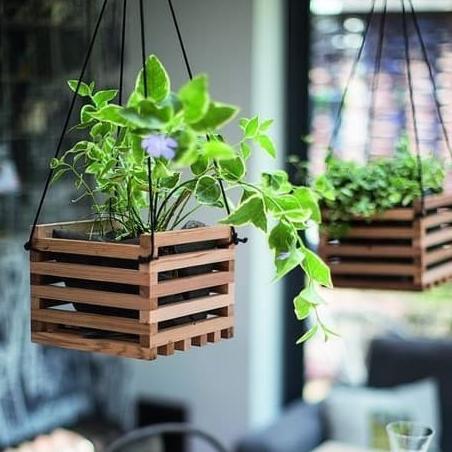 PREMIUM / Vas Bunga Minimalis | Pot Bunga Kayu Gantung Modern