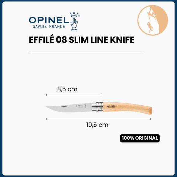 Opinel Effil 08 Slim Line Knife - Beechwood Handle/Stainless Steel
