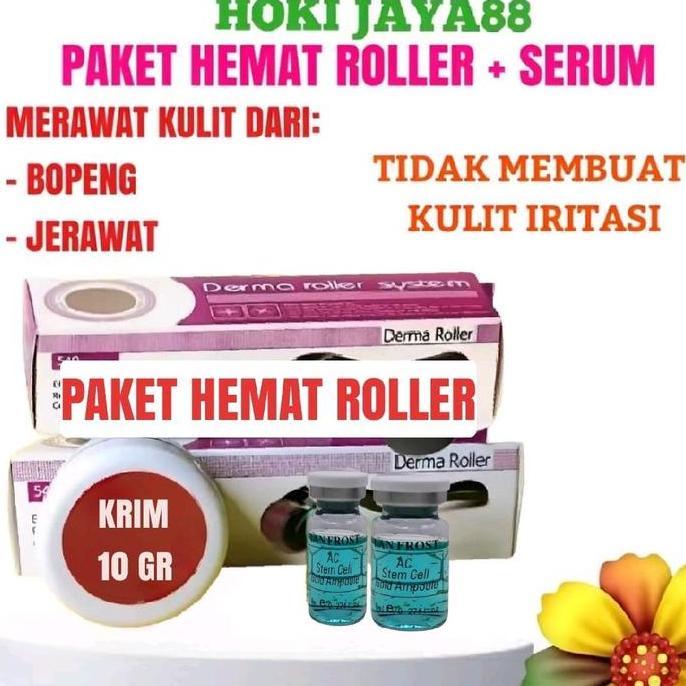 1 SET Perawatan Derma Roller Serum Krim face Penghilang Bekas Jerawat Bopeng Facial Treatment Wajah 