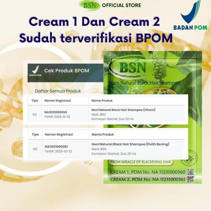BSN Noni Shampoo isi 2 Sachet | Shampo penghitam rambut uban instan