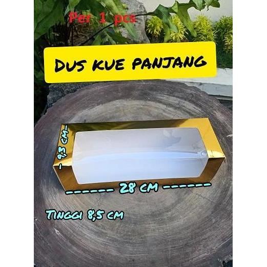 ,,,,,,,] Dus cake /dus kue panjang 28 x 9,3 x 8,5 (warna gold) per 1 pcs