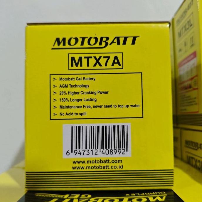 Promo Aki Motor Bajaj Pulsar NS200 Motobatt MTX7A Aki Kering/Aki Gel Diskon