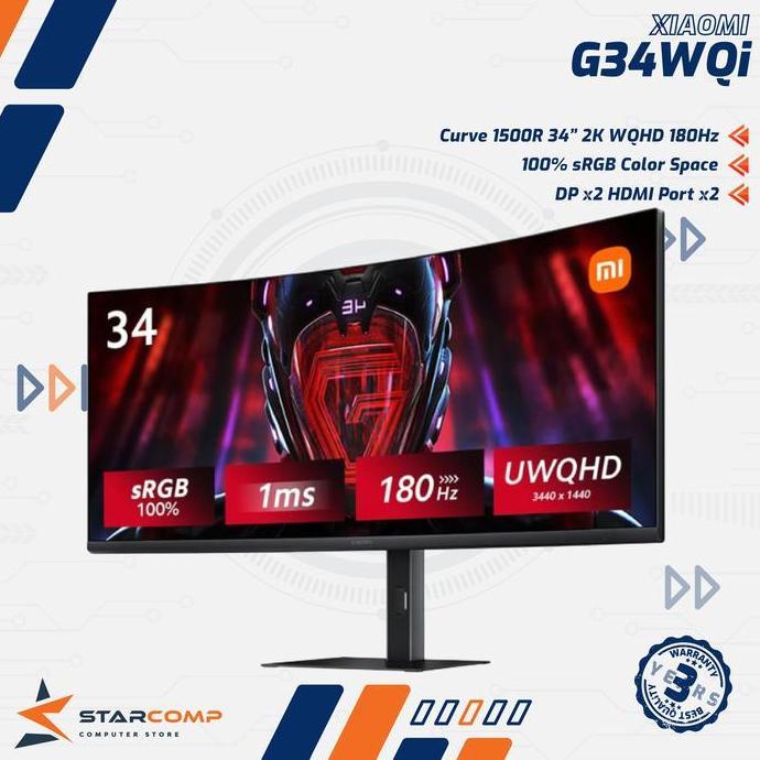 Bestseller- Xiaomi Mi G34WQi 34" WQHD 2K 180Hz Curved Monitor Ultrawide