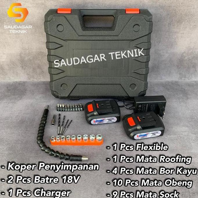 Mesin Bor Tembok Cordless Baterai Batre Cordless Impact Drill Kodenki