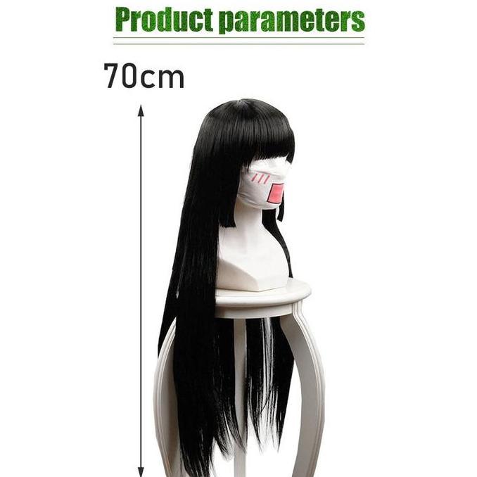 MATSURIKO Jabami yumeko kakegurui wig / wig base hitam panjang 80cm -120cm (poni panjng /cutting) /e