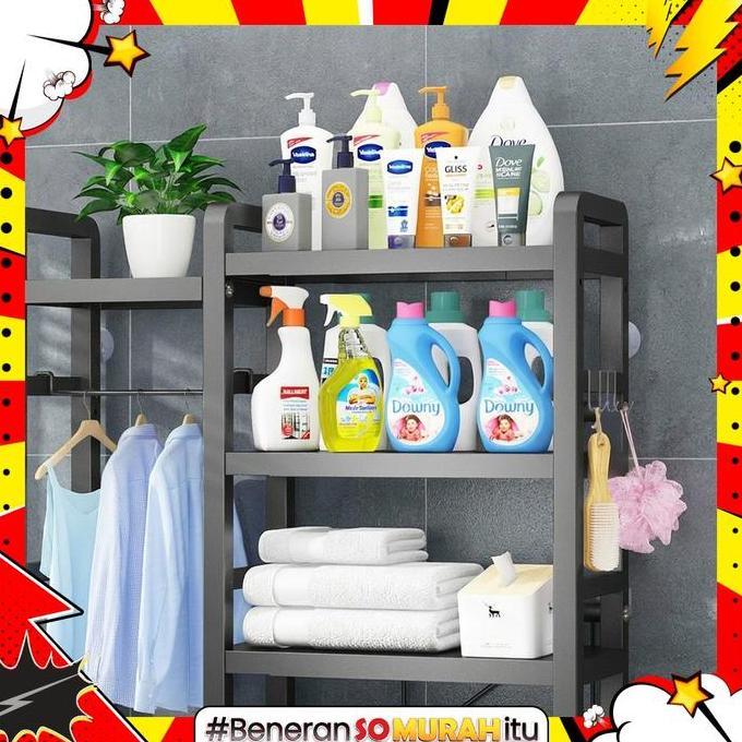 KEWEREM Rak Besi Kamar Mandi Toilet Serbaguna Rak Laundry Penyimpanan Handuk Detergen Organizer