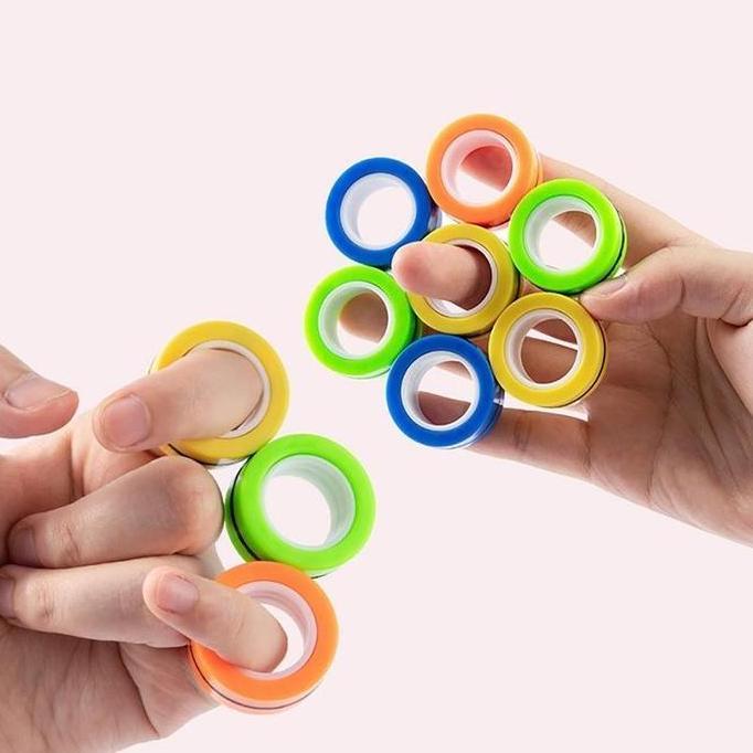 THUNDEX 3Pcs Mainan Anak Magnetic Fidget Spinner Magnet Ring Children Toy / Finger Fidget Spinner Ri