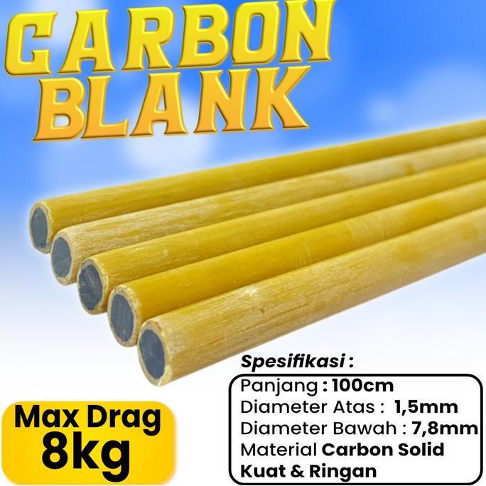 Carbon Blank Sutet Solid Bubut 100cm Kuat Untuk Pancing Ringan