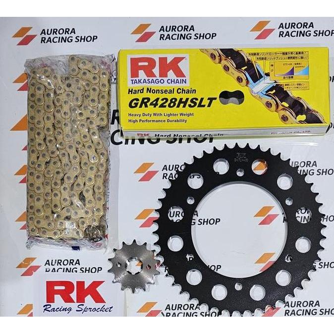 Promo GEAR SET RK 428 BLACK YAMAHA R15 V3 / R15 V4 / R15M / VIXION R / MT15 / XSR 155 & RANTAI RK 42