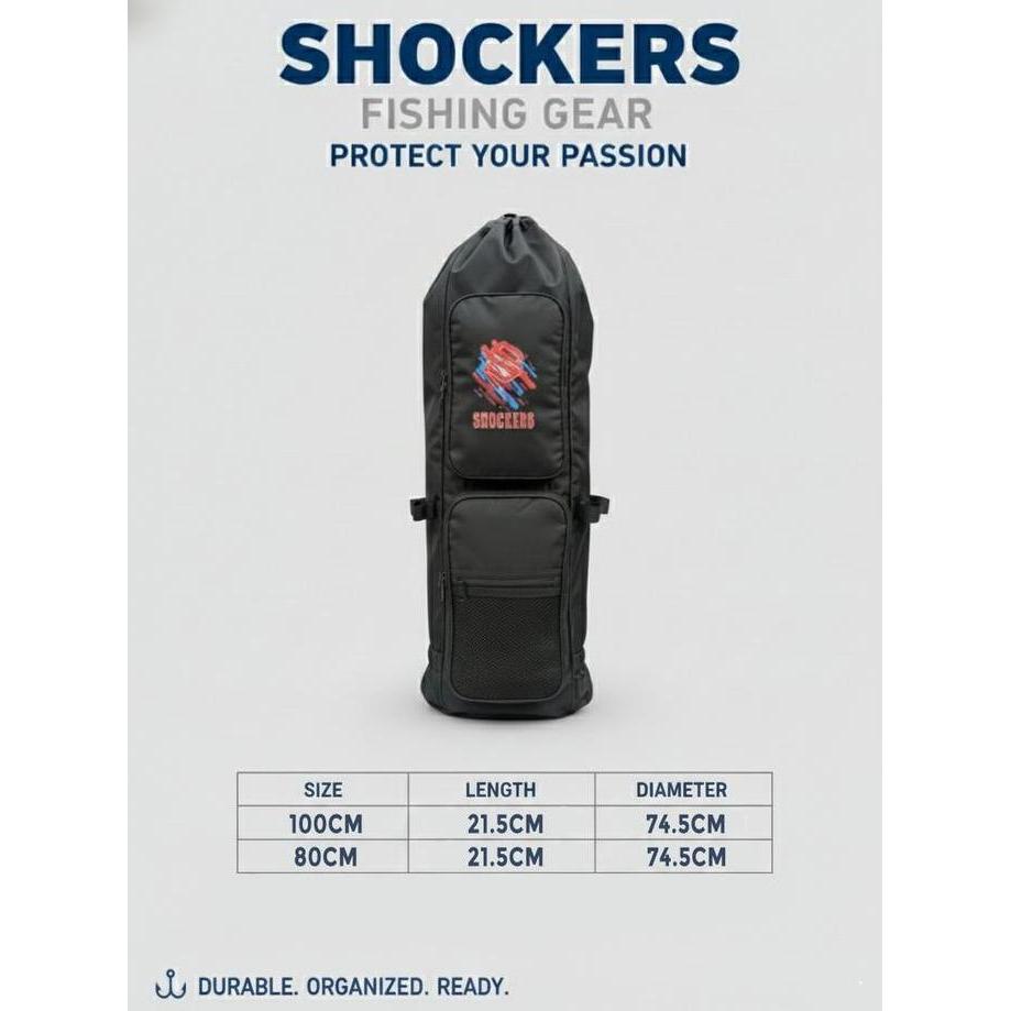 Tas Pancing Kotak Bolong Ransel Multi 80CM 100CM SHOCKERS Tas Pancing Ransel Jumbo Fabio