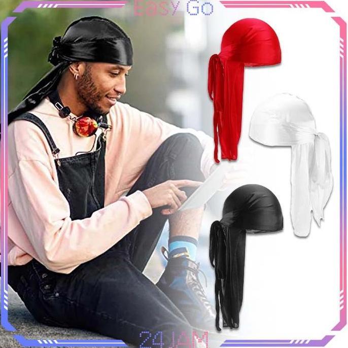 QYUISHOP Bandana Durag Ekor Panjang Durag Kepala Hip Hop Topi Durag Bandana Ikat Kepala Breathable