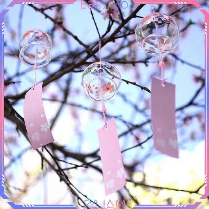 QYUISHOP Glass Wind Chimes Gaya Jepang Lonceng Angin Kaca Hiasan Lonceng Angin Gantung Gantungan Ang