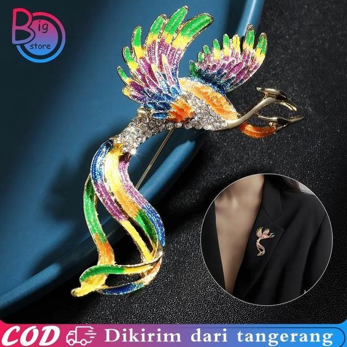 MUVAC Pin Jas Wanita Gaya Korea Bross Phoenix Warna Bros Burung Phoenix Pin Blazer Bros Jas Wanita