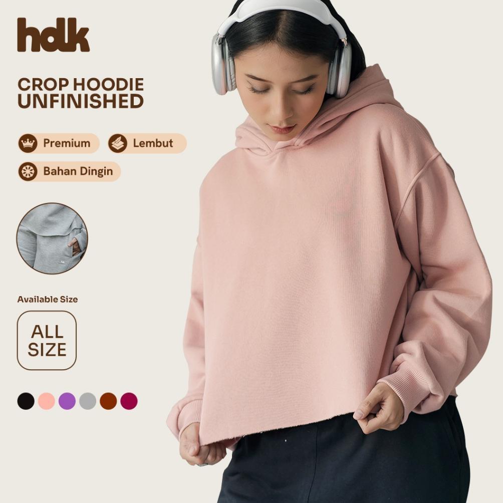 ORIGINAL HOODIEKU HOODIE CROP WANITA UNFINISHED PREMIUM POLOS | FLEECE TEBAL & ADEM | LOKAL HANDMADE