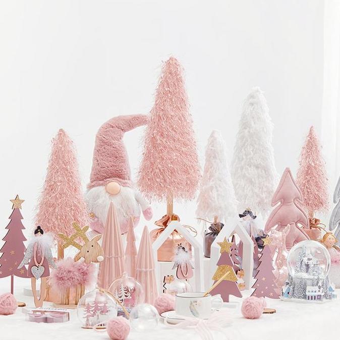=====] Hiasan Dekorasi White Pink Tema Patung Boneka Pohon Natal Christmas Ornament Decoration