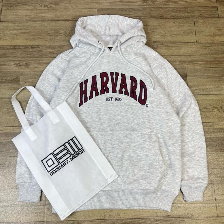 ORIGINAL HOODIE JAKET HARVARD 1636 FREE BAG MISTY HITAM UNISEX REGULER UNIVERSITY UNIVERSITAS