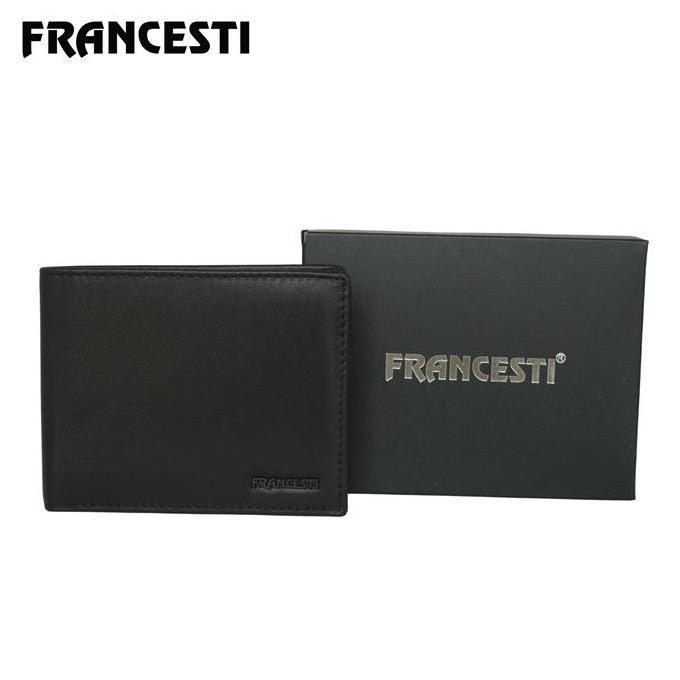 [CUCI GUDANG] FRANCESTI Dompet Pria Genuine Leather 166 Black - Dompet Pria Kulit Asli dengan Desain